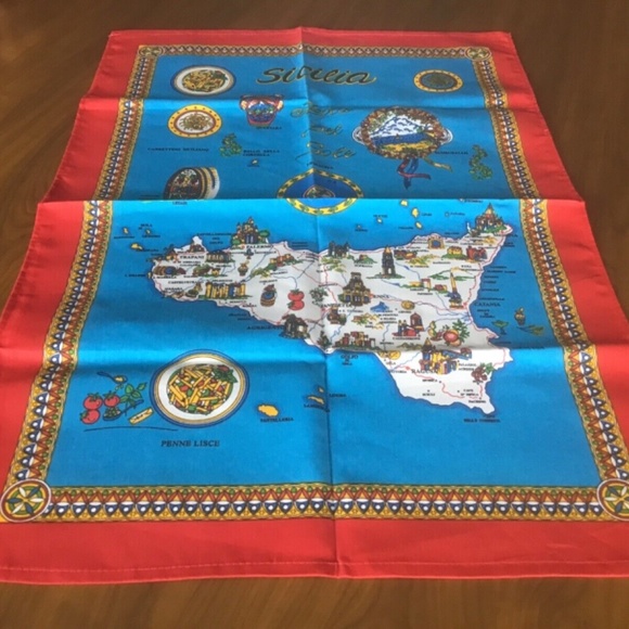 NEW ITALIAN TEA TOWEL SOUVENIR SICILIA COTTON TEA TOWEL 33 1/2” x 23” - Picture 1 of 9